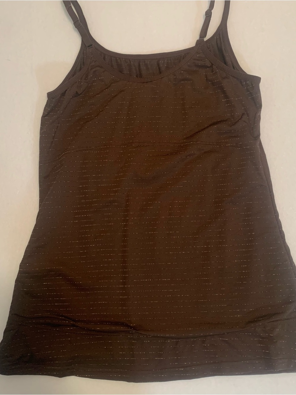 Women’s Brown Glitter Stripe Cami Tank Top Size XL Sweet Nothings